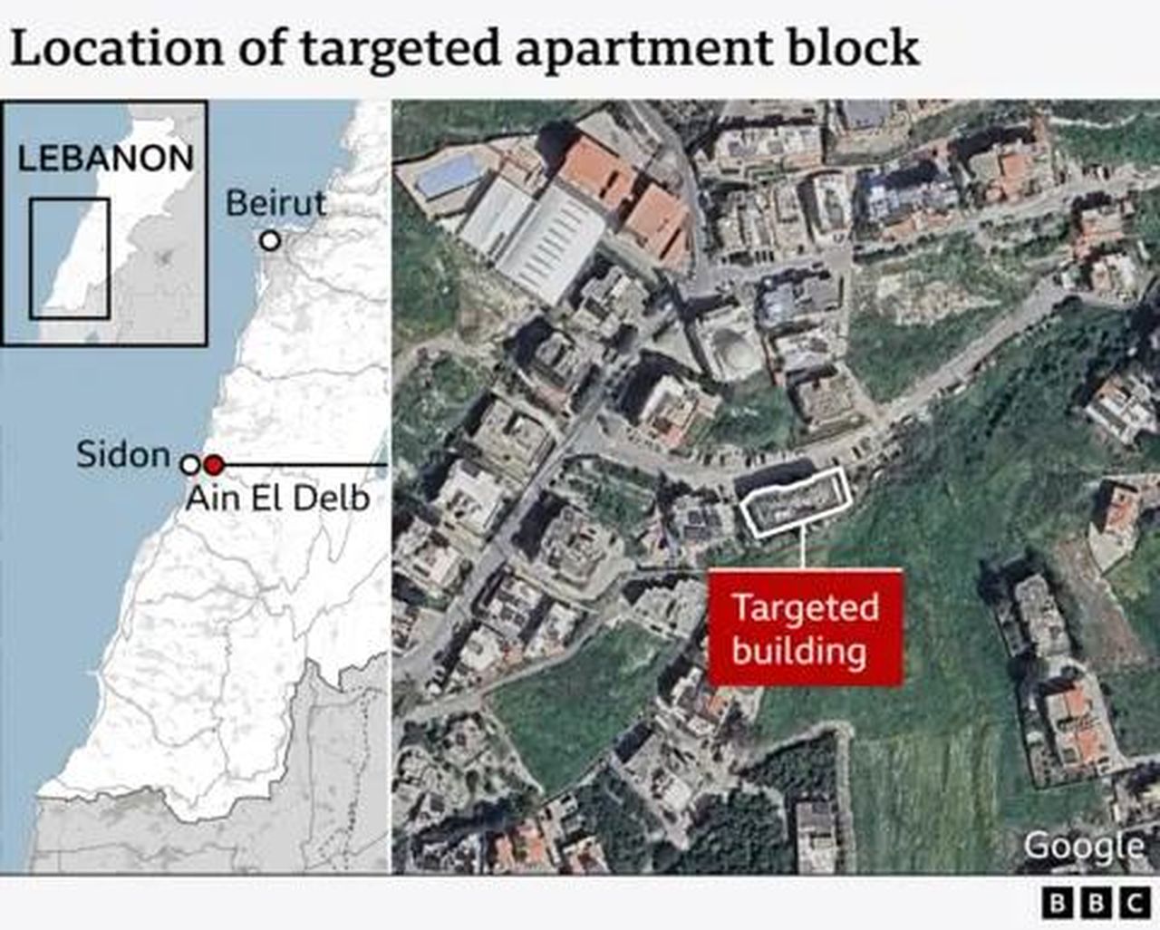 La risposta dell'IDF e le indagini - Mappa che mostra la posizione dell'edificio colpito.