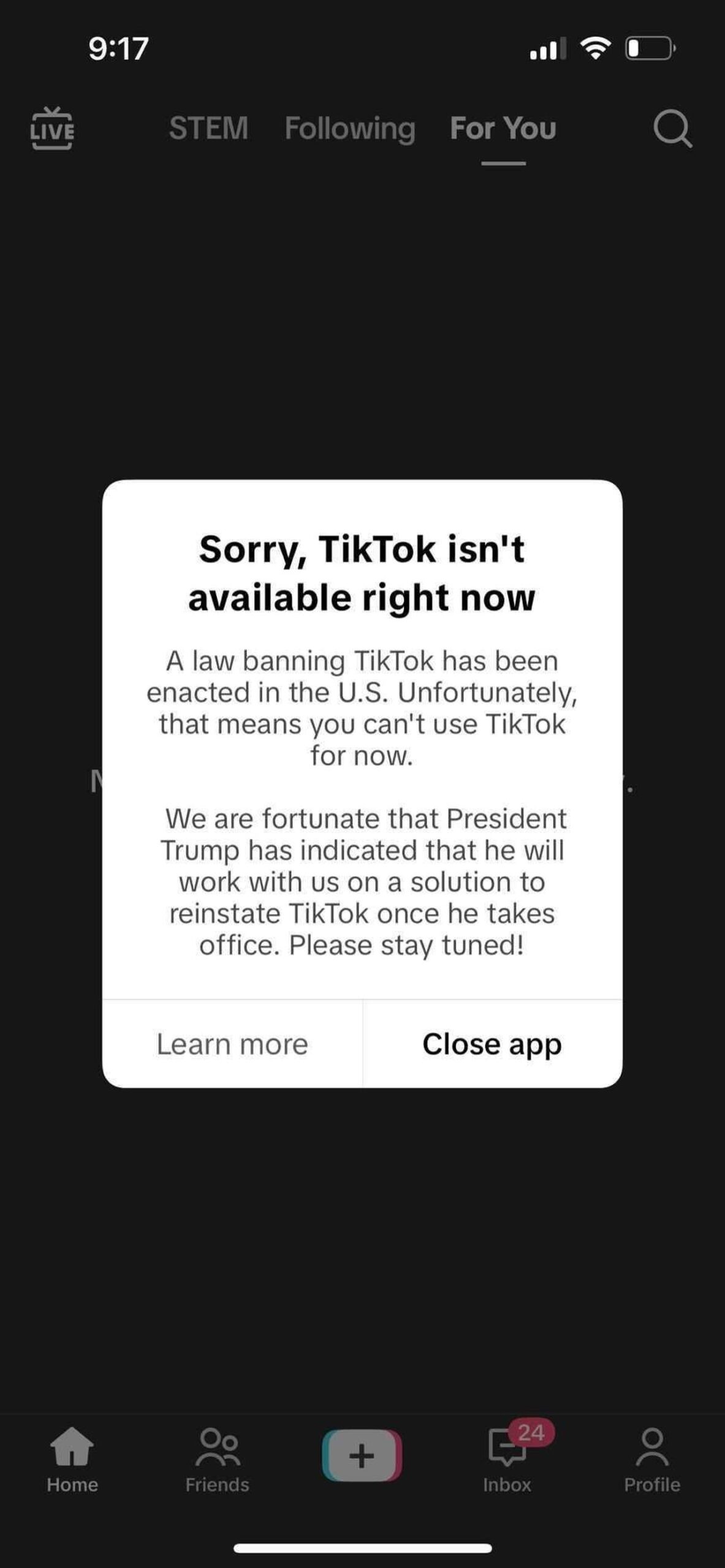 source:Independent - Messaggio per gli utenti di TikTok - Messaggio di TikTok