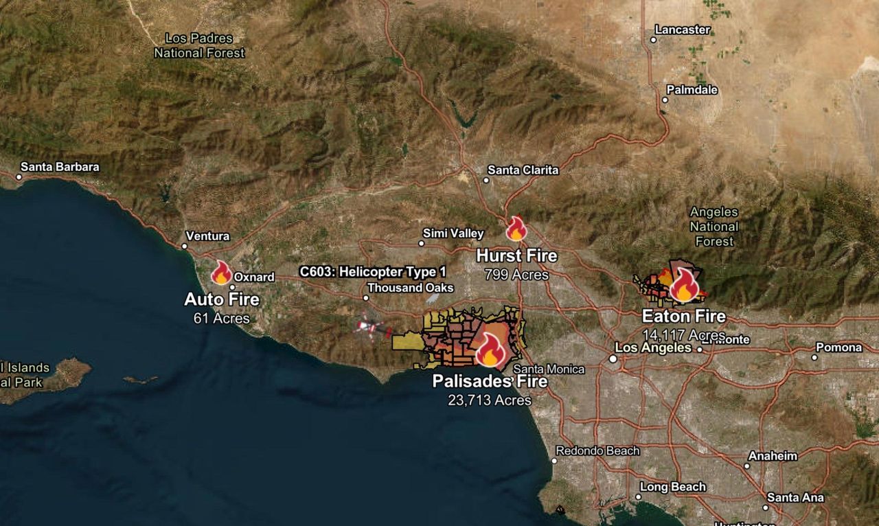 source:Independent - Preoccupazioni per le Olimpiadi del 2028 - Oltre 40.000 acri bruciati in California a causa di incendi devastanti